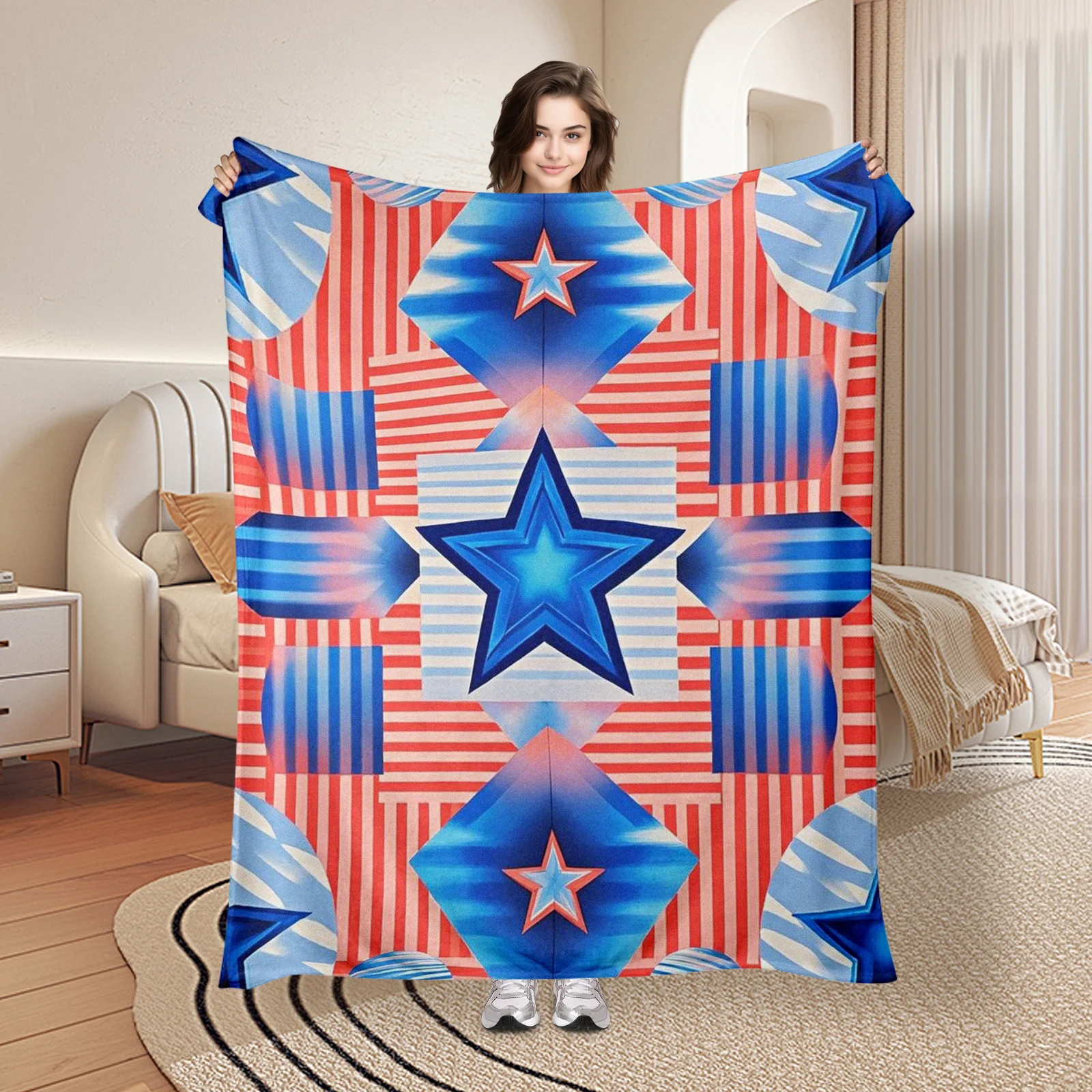 Star Stripe With Line Symmetry And Repetition Design Blanket For A Structured And Graphic Home Decor With Modern Aesthetic Style
Star Stripe With Line Symmetry And Repetition Design Blanket For A Structured And Graphic Home Decor With Modern Aesthetic Style