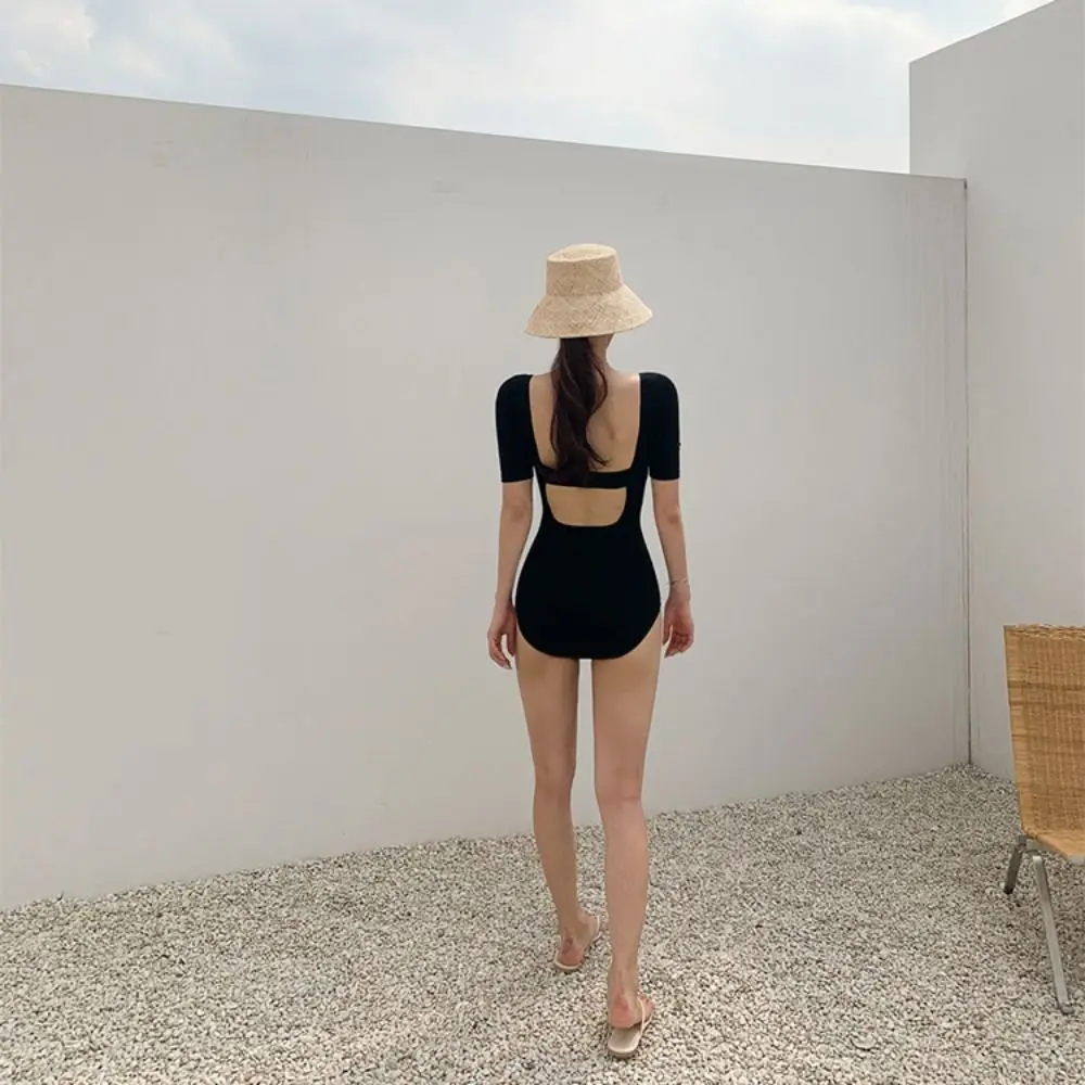 Solid Color Hollow Out Swimsuit Mesh Cut Slim Design Backless Swimsuit High Waist Short Sleeve Swimwear Hot Spring
Solid Color Hollow Out Swimsuit Mesh Cut Slim Design Backless Swimsuit High Waist Short Sleeve Swimwear Hot Spring
