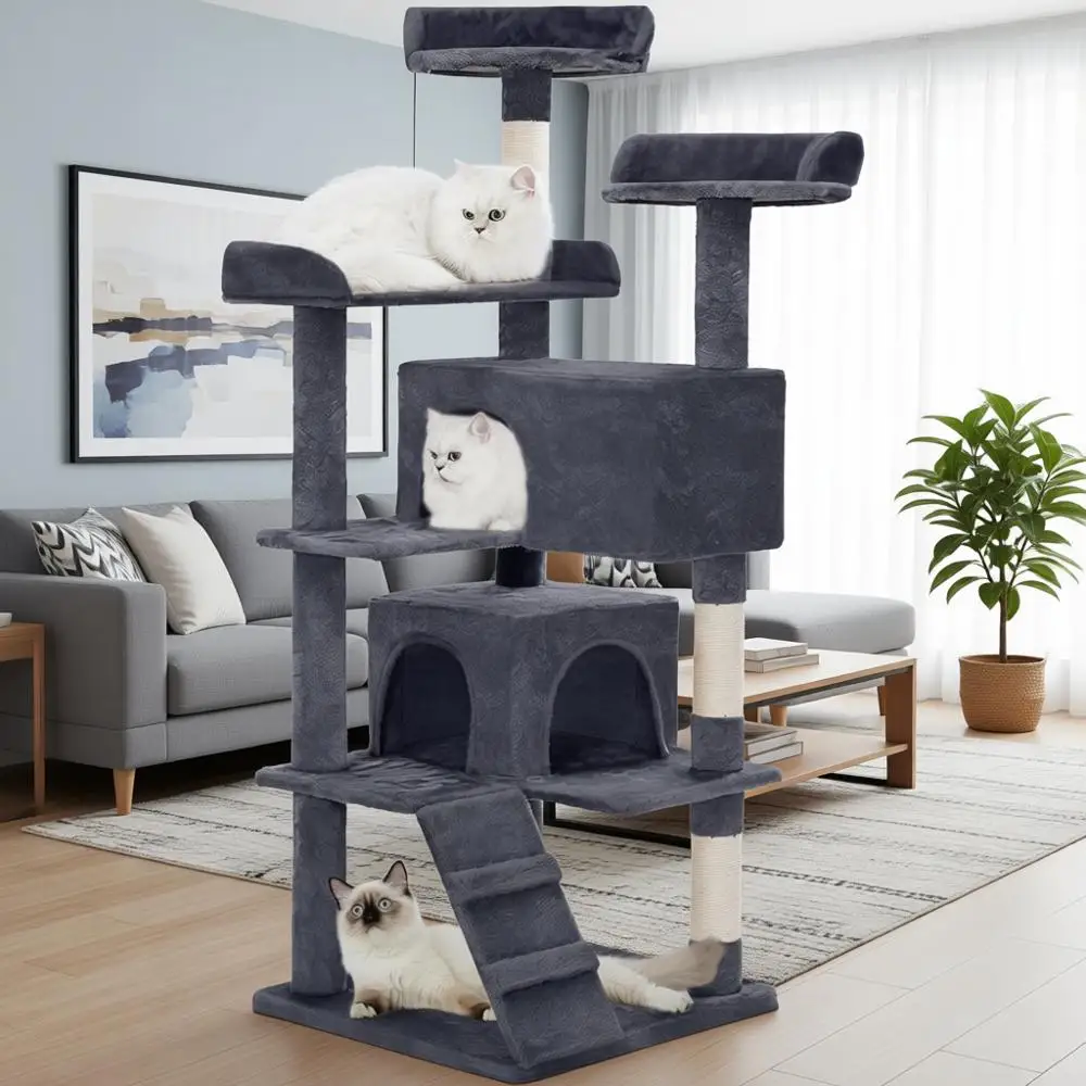 56in Cat Tower for Indoor Cats Kitten Tree Multi-Level Cat Tree with 2 Condo Furniture Activity Center Scratching Posts Funny To
56in Cat Tower for Indoor Cats Kitten Tree Multi-Level Cat Tree with 2 Condo Furniture Activity Center Scratching Posts Funny To