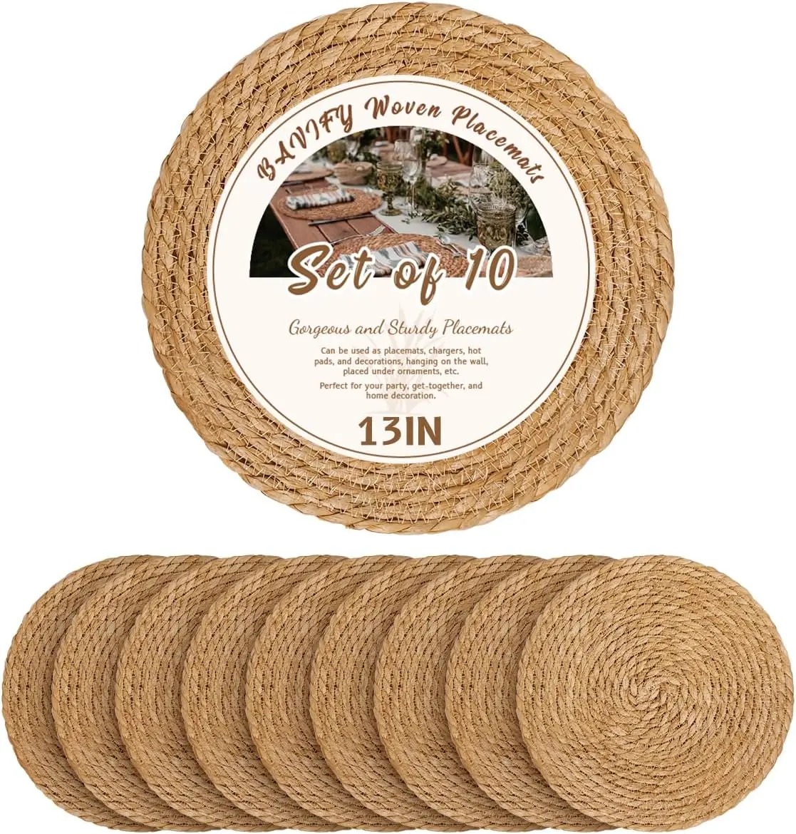 13 in Round Woven Placemats Plate Chargers Set of 10, Boho Farmhouse Rustic Woven Place Mats for
13 in Round Woven Placemats Plate Chargers Set of 10, Boho Farmhouse Rustic Woven Place Mats for