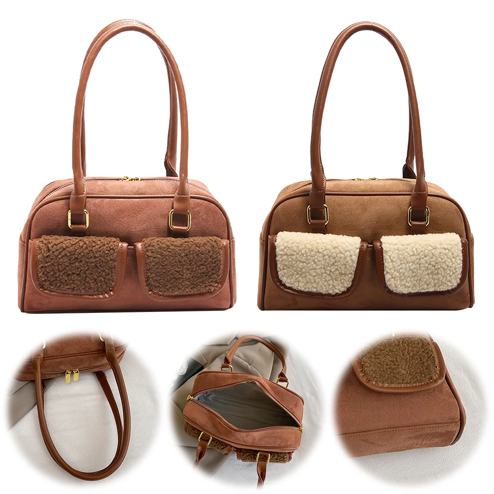 Женская замшевая сумка подмышки с двойными карманами, большая сумка на молнии, модная сумка Boston для работы, путешествий
Женская замшевая сумка подмышки с двойными карманами, большая сумка на молнии, модная сумка Boston для работы, путешествий