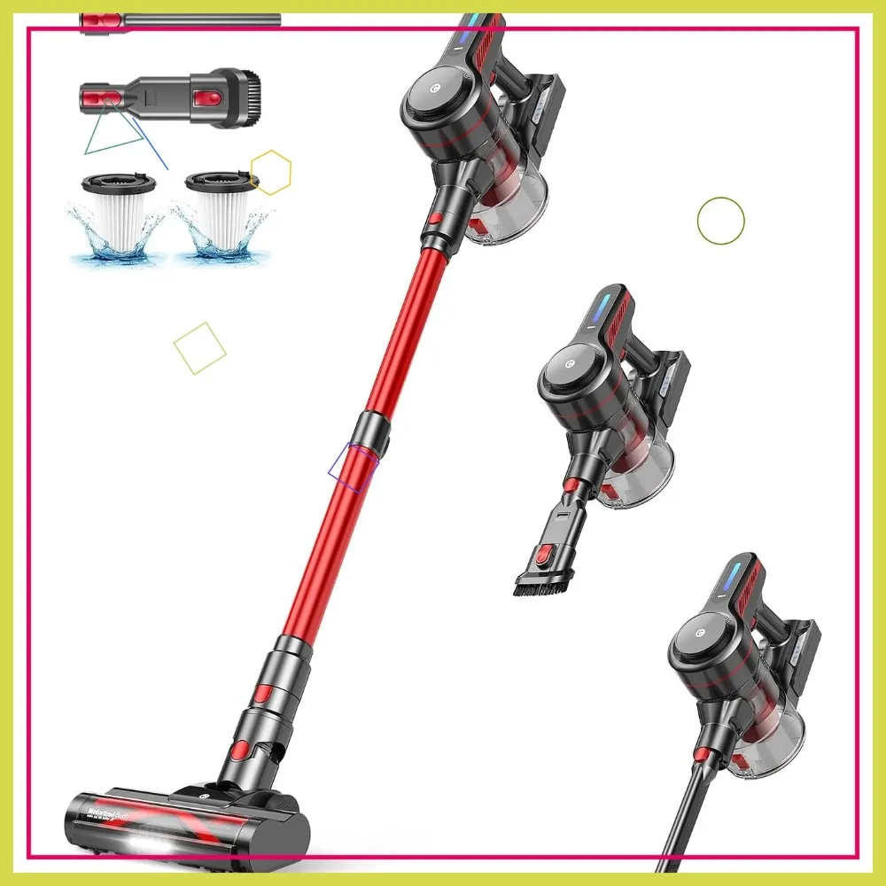 Cordless Vacuum Cleaner, 40KPa Suction, 45Mins Runtime, Anti-tangle Brush, 1.5L Dust Cup
Cordless Vacuum Cleaner, 40KPa Suction, 45Mins Runtime, Anti-tangle Brush, 1.5L Dust Cup