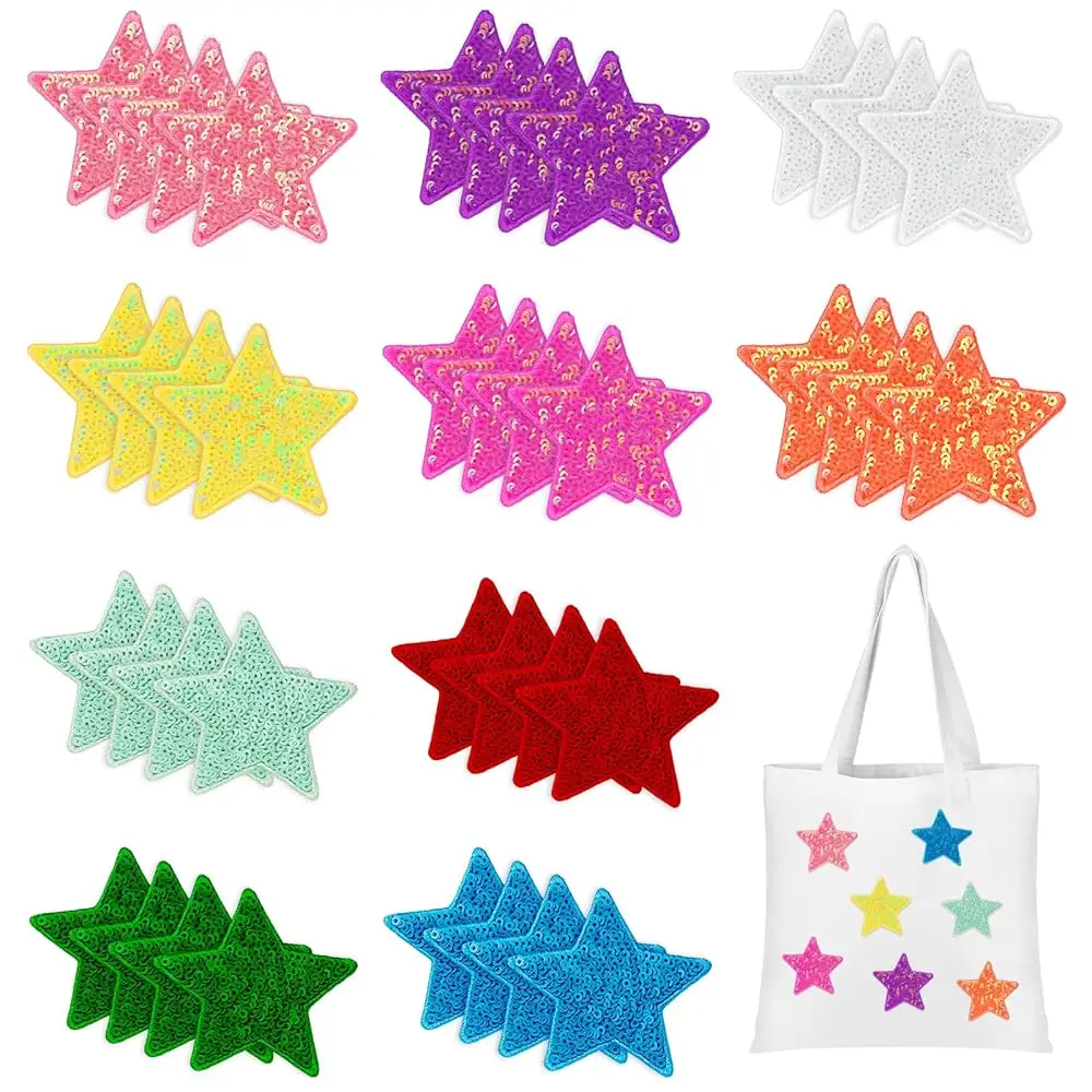 40 Pieces Iron on Star Patches, Shiny Stars Sequin Patches, Sew on Patches Decorative Patches Appliques Embellishments for DI
40 Pieces Iron on Star Patches, Shiny Stars Sequin Patches, Sew on Patches Decorative Patches Appliques Embellishments for DI