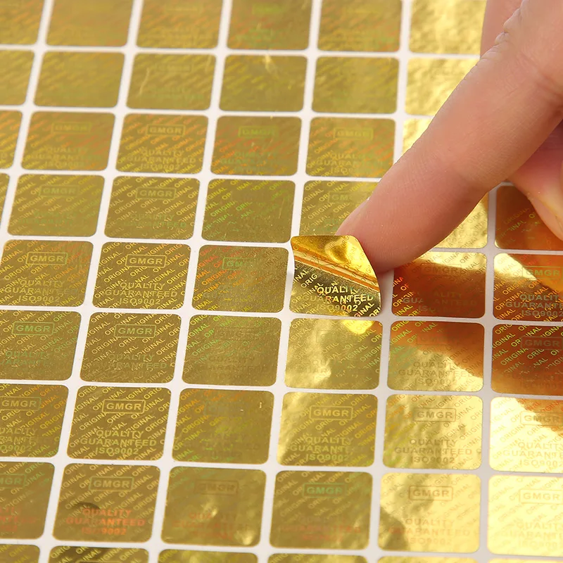 Custom Gold Laser Anti-Counterfeit Holographic Stickers Square One Time Used Seal Adhesive Labels Color Refective
Custom Gold Laser Anti-Counterfeit Holographic Stickers Square One Time Used Seal Adhesive Labels Color Refective