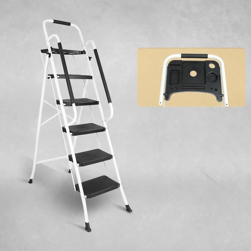 5 Step Ladder with Handrails, Folding Step Stool with Tool Tray Platform, 330lbs Portable Tall Step Labber for Adults for Home K
5 Step Ladder with Handrails, Folding Step Stool with Tool Tray Platform, 330lbs Portable Tall Step Labber for Adults for Home K