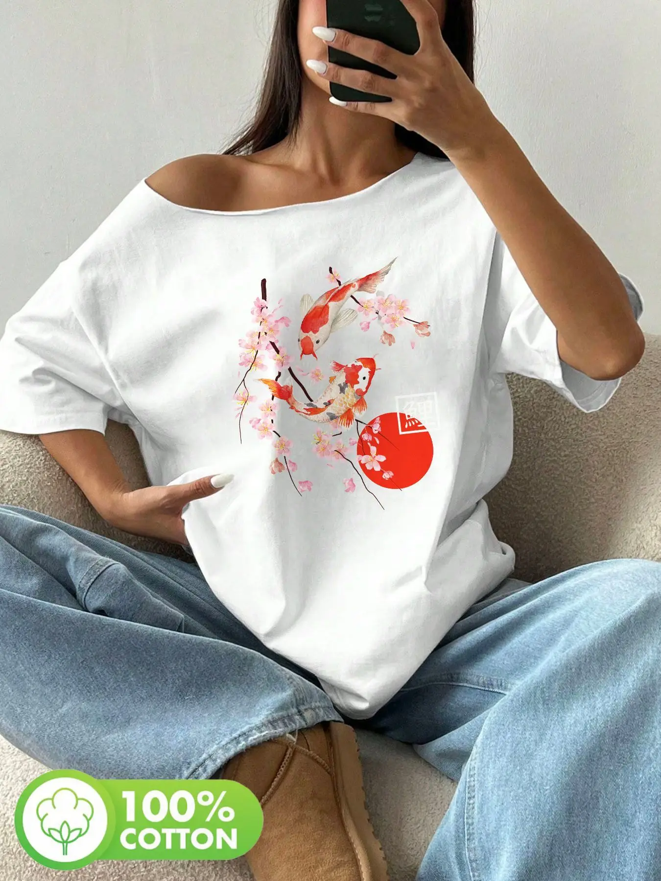 Plus Size 100% Cotton Shoulder Loose Print T-Shirt Oversized Y2K Style Graphic Tees Women Tops Summer Off The Shoulder Top wi
Plus Size 100% Cotton Shoulder Loose Print T-Shirt Oversized Y2K Style Graphic Tees Women Tops Summer Off The Shoulder Top wi