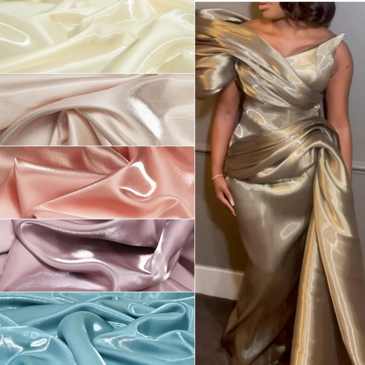 Glossy Crystal Satin Liquid Reflective Smooth Windproof Fabric Wedding Dress Designer Fabric Sewing DIY Materials Sold by Meter
Glossy Crystal Satin Liquid Reflective Smooth Windproof Fabric Wedding Dress Designer Fabric Sewing DIY Materials Sold by Meter