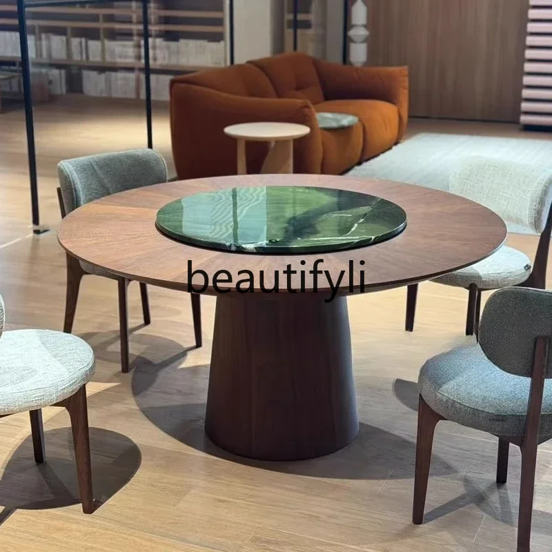 X Minimalist walnut round table Modern minimalist slate turntable dining table
X Minimalist walnut round table Modern minimalist slate turntable dining table