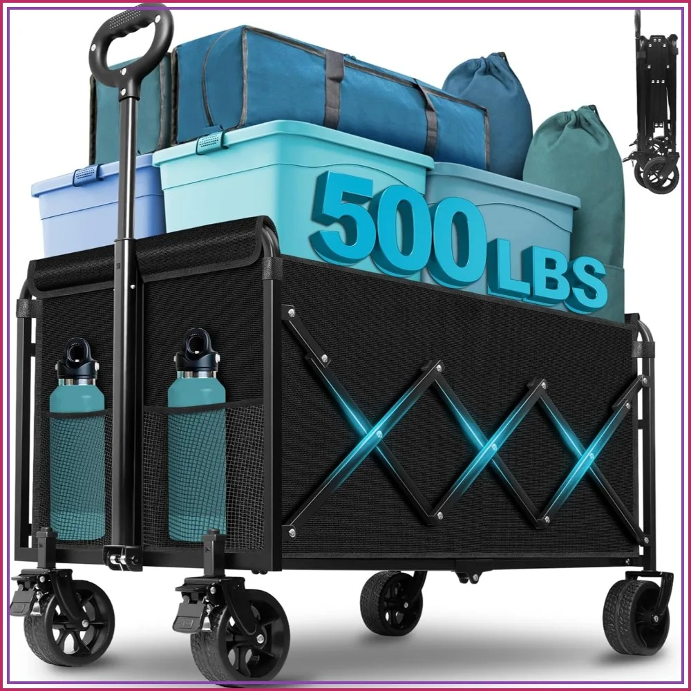 500LBS Heavy Duty Folding Utility Wagon, All Terrain Collapsible Cart with Wheels for Groceries, Shopping, Outdoor Camping
500LBS Heavy Duty Folding Utility Wagon, All Terrain Collapsible Cart with Wheels for Groceries, Shopping, Outdoor Camping