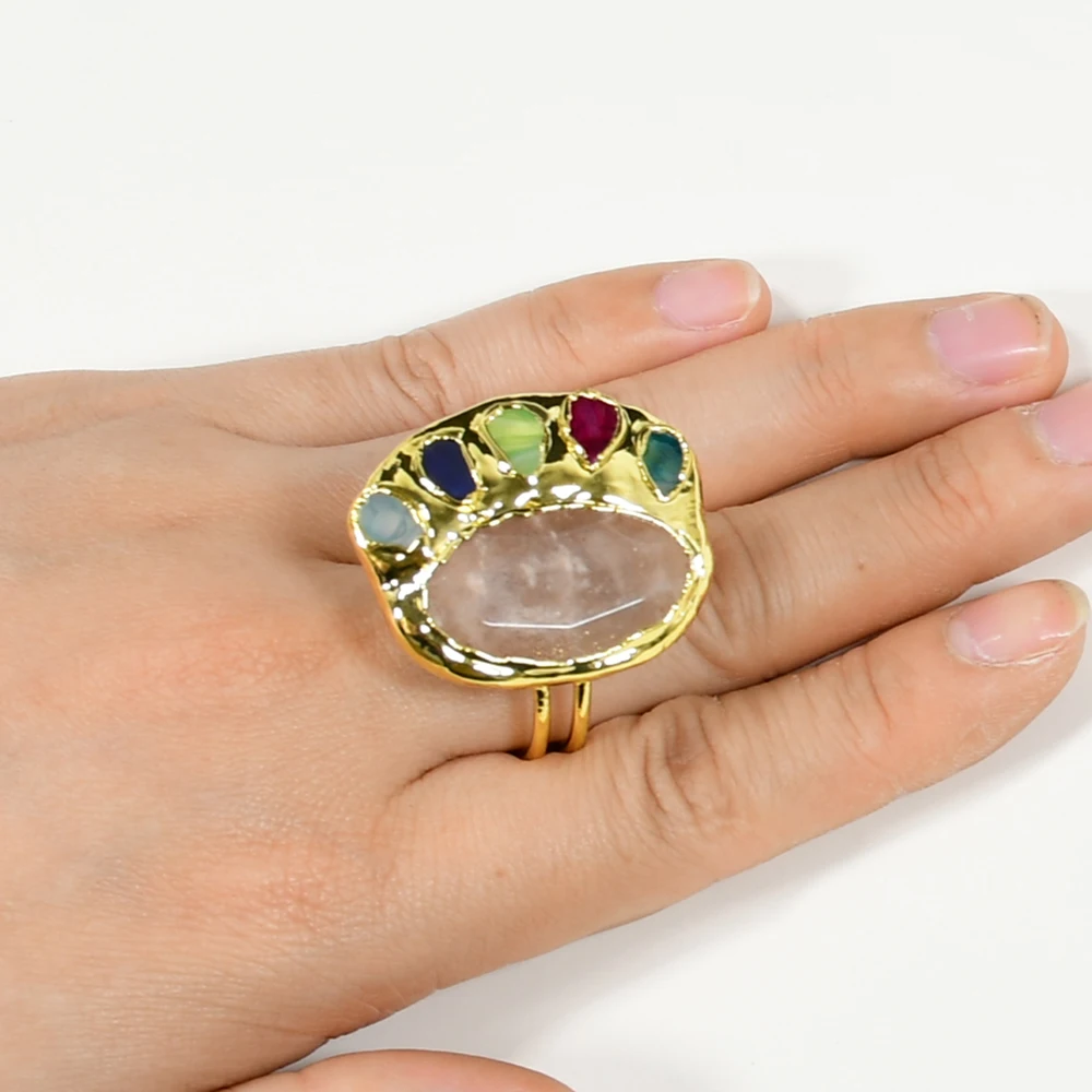 Ring Sunstone Gems Multi Color Agate Gold Plated Ring Adjustable Set Handmade For Girls
Ring Sunstone Gems Multi Color Agate Gold Plated Ring Adjustable Set Handmade For Girls
