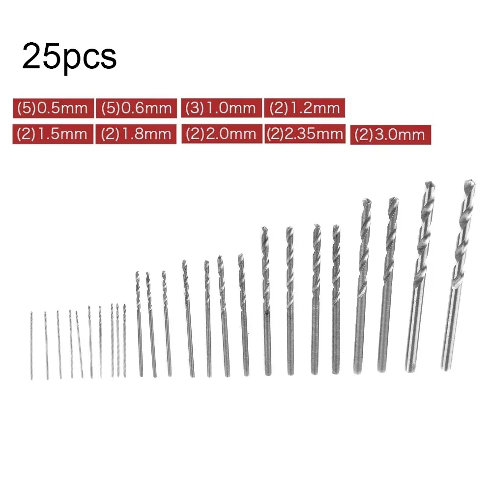 25pcs 0.5mm-3mm Mini HSS Spiral Drill Bit For Pcb Crafts Jewelry Making High Speed Steel Drill Bits Set For Electric Drills
25pcs 0.5mm-3mm Mini HSS Spiral Drill Bit For Pcb Crafts Jewelry Making High Speed Steel Drill Bits Set For Electric Drills