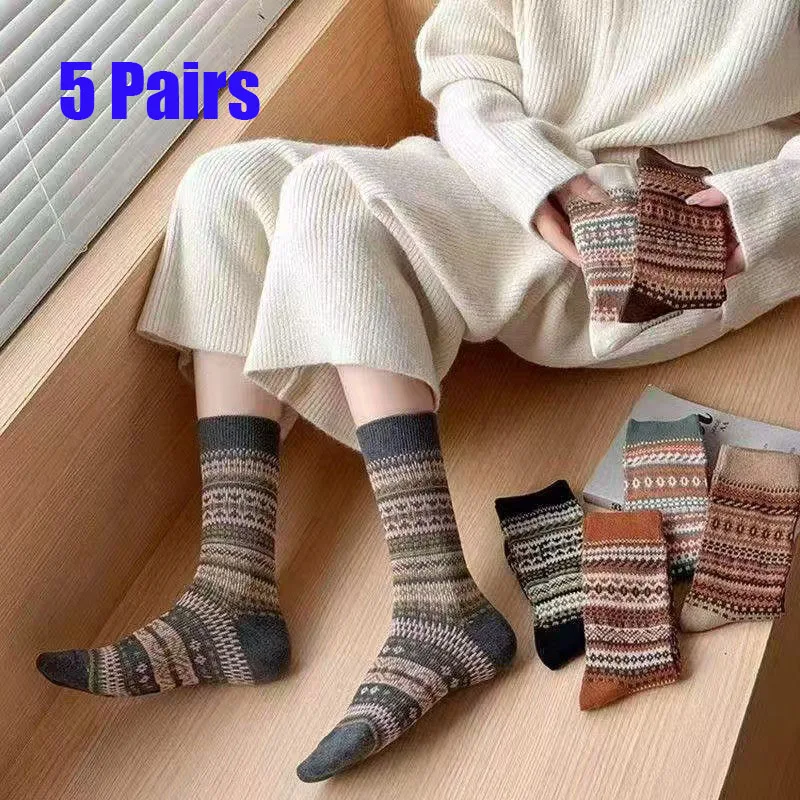 5 Pairs Women's Mid-Calf Socks Autumn Winter New Arrival Retro Ethnic Style Cotton Socks Melange Japanese Style Pile Socks
5 Pairs Women's Mid-Calf Socks Autumn Winter New Arrival Retro Ethnic Style Cotton Socks Melange Japanese Style Pile Socks