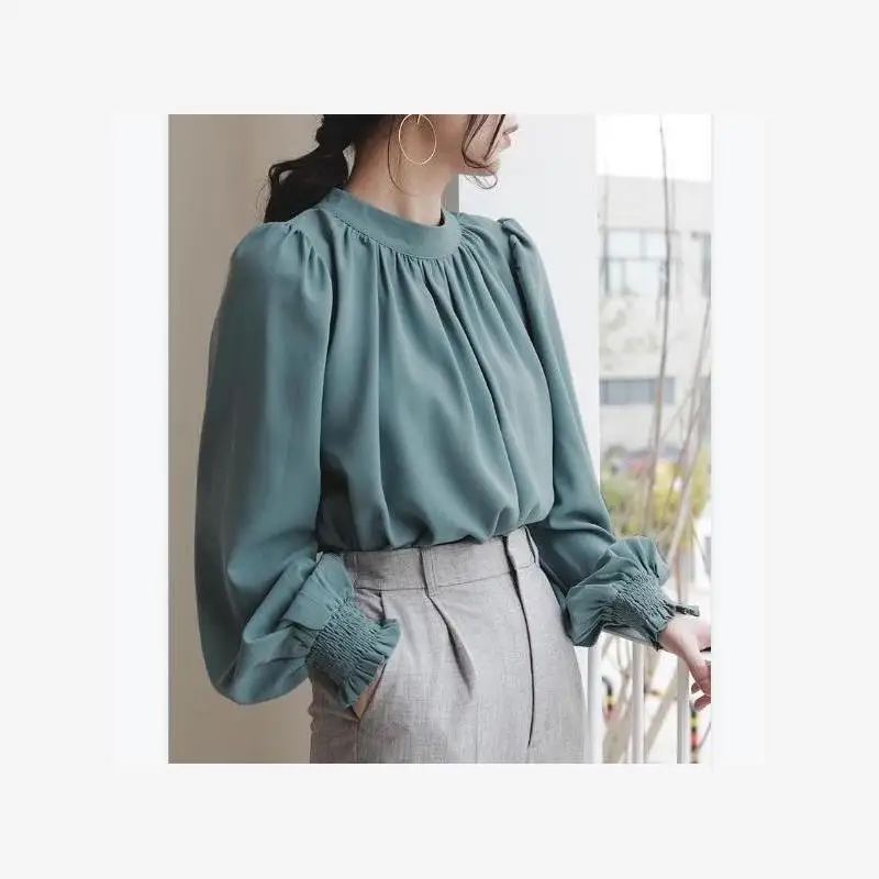 Qui Dry против морщин с высоким воротником Bubble Sve Chiffon irt Женский модный длинный све с узлом сверху
Qui Dry против морщин с высоким воротником Bubble Sve Chiffon irt Женский модный длинный све с узлом сверху