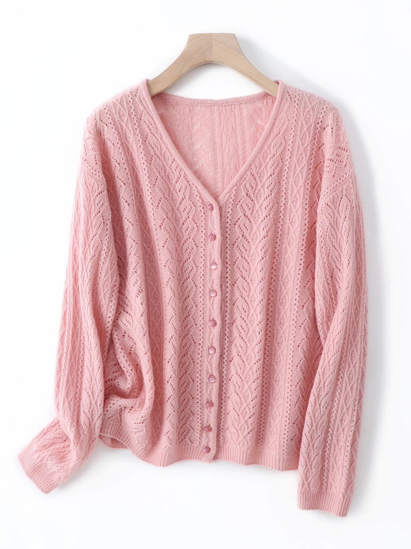 Spring Autumn Women 100% Merino Wool Cardigan Soft V-Neck Hollow Sweater Buttoned Knitwear Casual Clothing Korean Style Shirt
Spring Autumn Women 100% Merino Wool Cardigan Soft V-Neck Hollow Sweater Buttoned Knitwear Casual Clothing Korean Style Shirt