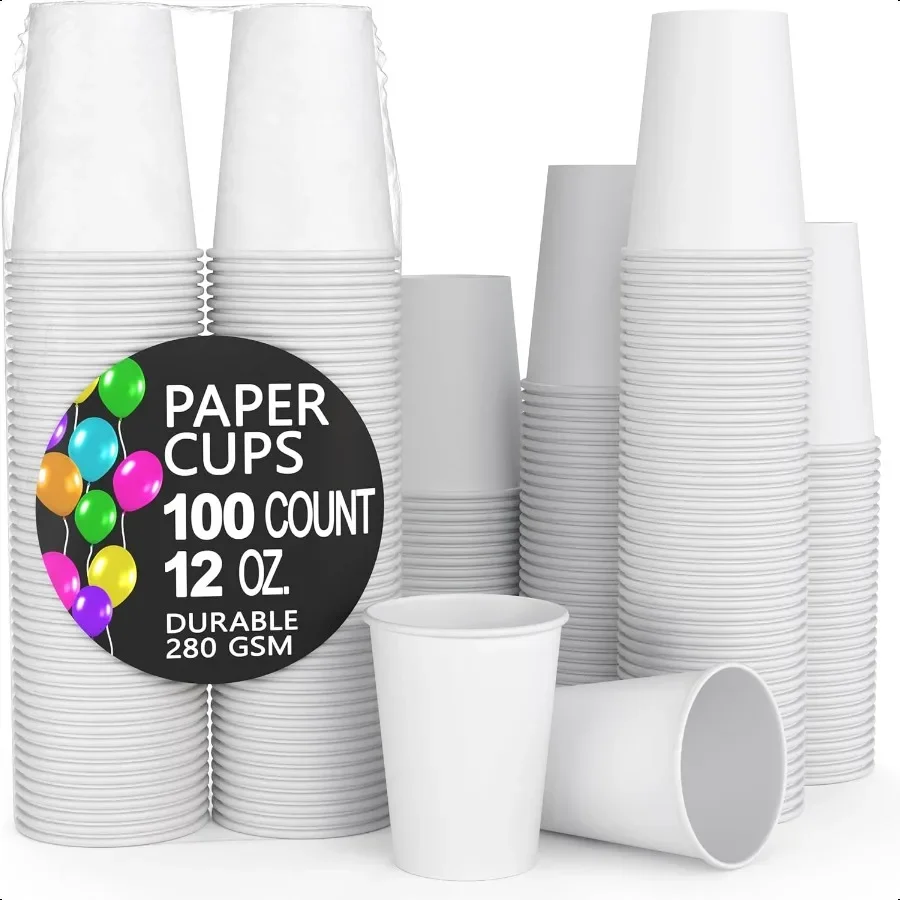 White Paper Cups 12 oz Durable Cups 100 Paper Tumblers for Hot Drinks and Cold Drinks Thick 280 GSM Hot Cup for Tea Coffee Cup
White Paper Cups 12 oz Durable Cups 100 Paper Tumblers for Hot Drinks and Cold Drinks Thick 280 GSM Hot Cup for Tea Coffee Cup