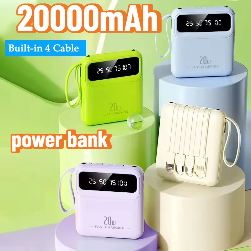 20000mAh 10000mAh Power Bank Built-in Cable Large Capacity Fast Charging for Xiaomi IPhone Samsung IPad Powerbank Charger
20000mAh 10000mAh Power Bank Built-in Cable Large Capacity Fast Charging for Xiaomi IPhone Samsung IPad Powerbank Charger