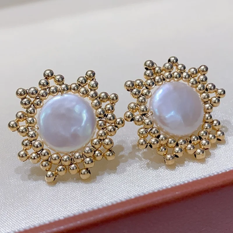 SGARIT Trending Pearl Jewelry DIY Knitting Series Sunflower 14k Filled Gold Natural Freshwater Pearl Stud Earrings Jewellery 
SGARIT Trending Pearl Jewelry DIY Knitting Series Sunflower 14k Filled Gold Natural Freshwater Pearl Stud Earrings Jewellery