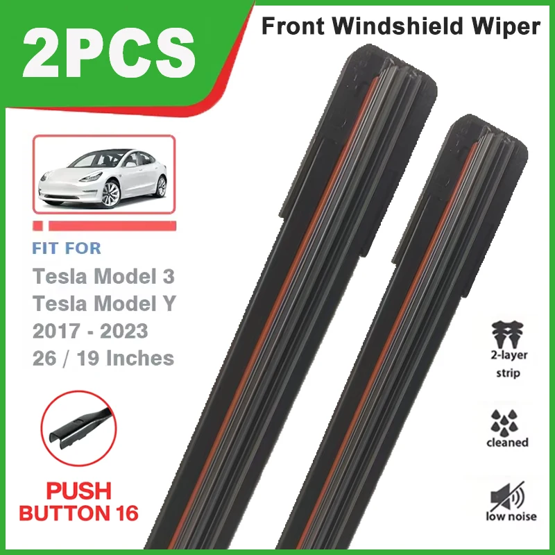 26"+19" Double Rubber Front Wiper Blades, Windscreen Windshield Replacement Parts For Tesla Model 3 Y 2017-2023 2018 2019 2020
26"+19" Double Rubber Front Wiper Blades, Windscreen Windshield Replacement Parts For Tesla Model 3 Y 2017-2023 2018 2019 2020