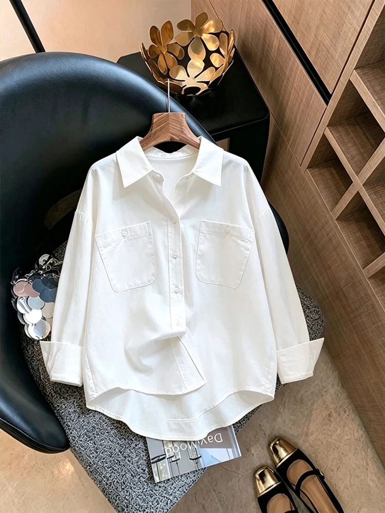 Loose Women's Long Sleeve Shirt Casual Style Sun Protection White Collar Lazy Style Fashionable Polyester Fiber Summer 2025
Loose Women's Long Sleeve Shirt Casual Style Sun Protection White Collar Lazy Style Fashionable Polyester Fiber Summer 2025