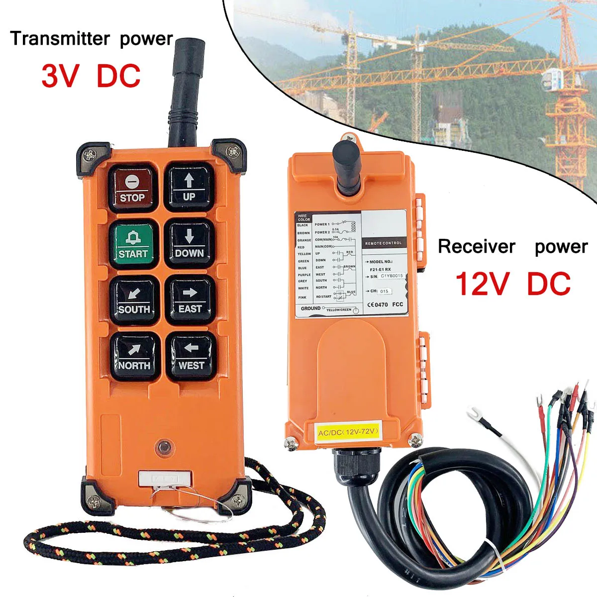 Industrial crane radio remote controller crane remote control and receiver Wireless switches Hoist 12V
Industrial crane radio remote controller crane remote control and receiver Wireless switches Hoist 12V