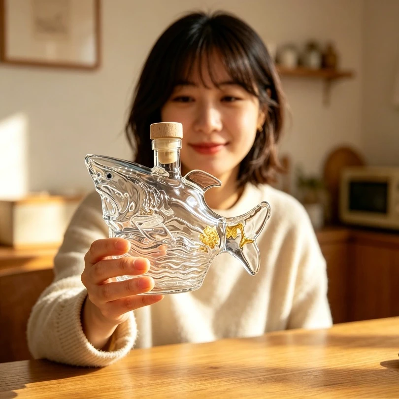 Novelty 3D Shark Glass Liquor Bottle, Clear Glass Wine Decanter with Wooden Stopper, Home Tabletop Decor Ornament Gift for Men
Novelty 3D Shark Glass Liquor Bottle, Clear Glass Wine Decanter with Wooden Stopper, Home Tabletop Decor Ornament Gift for Men
