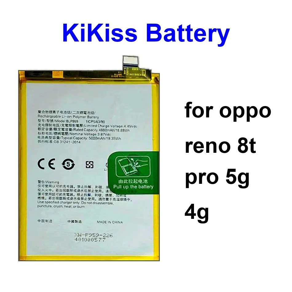 Mobile Phone Battery High-Capacity BLP981 BLP959 4800-5000Mah For Oppo Reno 8T Pro 5G 4G 
Mobile Phone Battery High-Capacity BLP981 BLP959 4800-5000Mah For Oppo Reno 8T Pro 5G 4G
