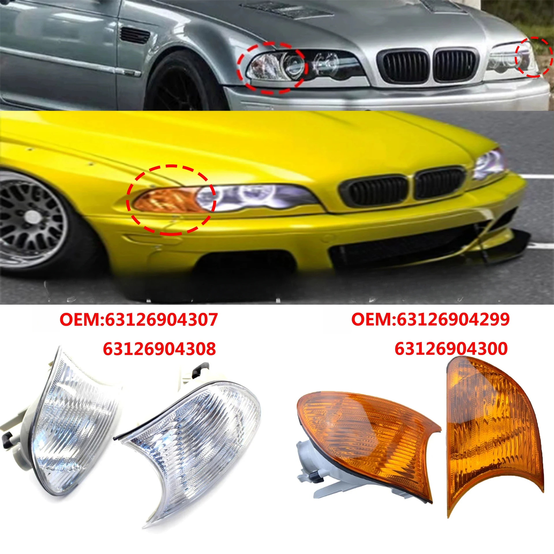 Left Right Turn Signal Blinker Side Corner Lamp Front Fog Light For BMW E46 2-Door 1998 1999 2000 2001 63126904299 63126904300
Left Right Turn Signal Blinker Side Corner Lamp Front Fog Light For BMW E46 2-Door 1998 1999 2000 2001 63126904299 63126904300