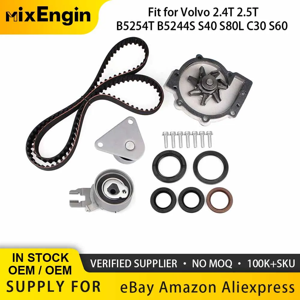 Engine Parts Timing Belt Kit Water Pump Tensiner Fit 2.4 2.5 T5 B5254T B5244S For 01-18 VOLVO S40 S80L C30 S60 2.4T 2.5T L5 GAS
Engine Parts Timing Belt Kit Water Pump Tensiner Fit 2.4 2.5 T5 B5254T B5244S For 01-18 VOLVO S40 S80L C30 S60 2.4T 2.5T L5 GAS