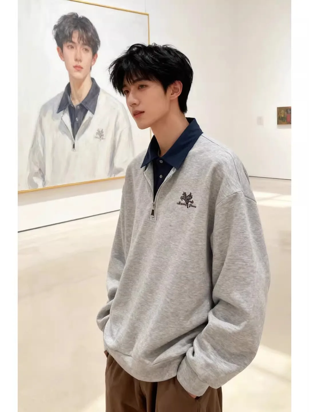 ay Zippered Long Sve Sweatirt Men's Sle American Heavyweight Inner irt Embroidery Youth Trend Casual Wear
ay Zippered Long Sve Sweatirt Men's Sle American Heavyweight Inner irt Embroidery Youth Trend Casual Wear