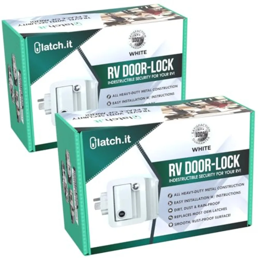 RV door latch for travel trailers, metal, white, easy-to-install with 4 keys and keyed-alike functionality
RV door latch for travel trailers, metal, white, easy-to-install with 4 keys and keyed-alike functionality