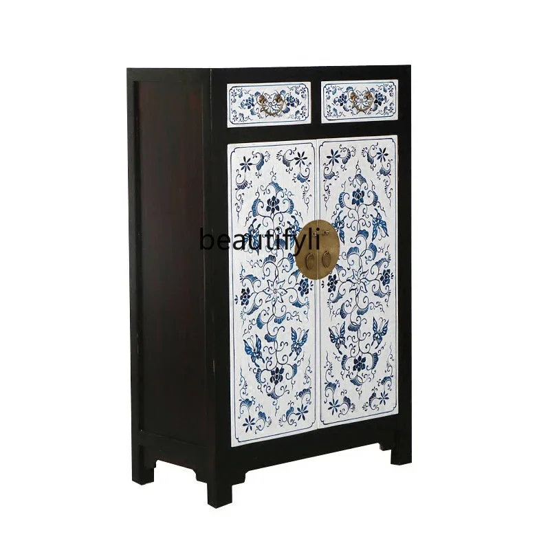 Modern new Chinese blue and white entrance cabinet, white retro hand-painted solid wood decorative dining side cabinet, simple
Modern new Chinese blue and white entrance cabinet, white retro hand-painted solid wood decorative dining side cabinet, simple