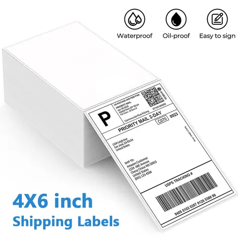 4X6 inch Thermal Labels Paper 100/500 Sheets Adhesive Thermal Shipping Label For DHL UPS Express LOGO Barcode Label Printing