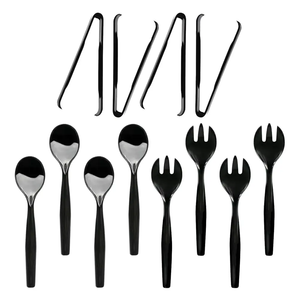 Disposable Heavy Duty Plastic Serving Utensils For Buffets Events Parties, 4-Sets Of Spoons/Forks/Tongs, Black
Disposable Heavy Duty Plastic Serving Utensils For Buffets Events Parties, 4-Sets Of Spoons/Forks/Tongs, Black