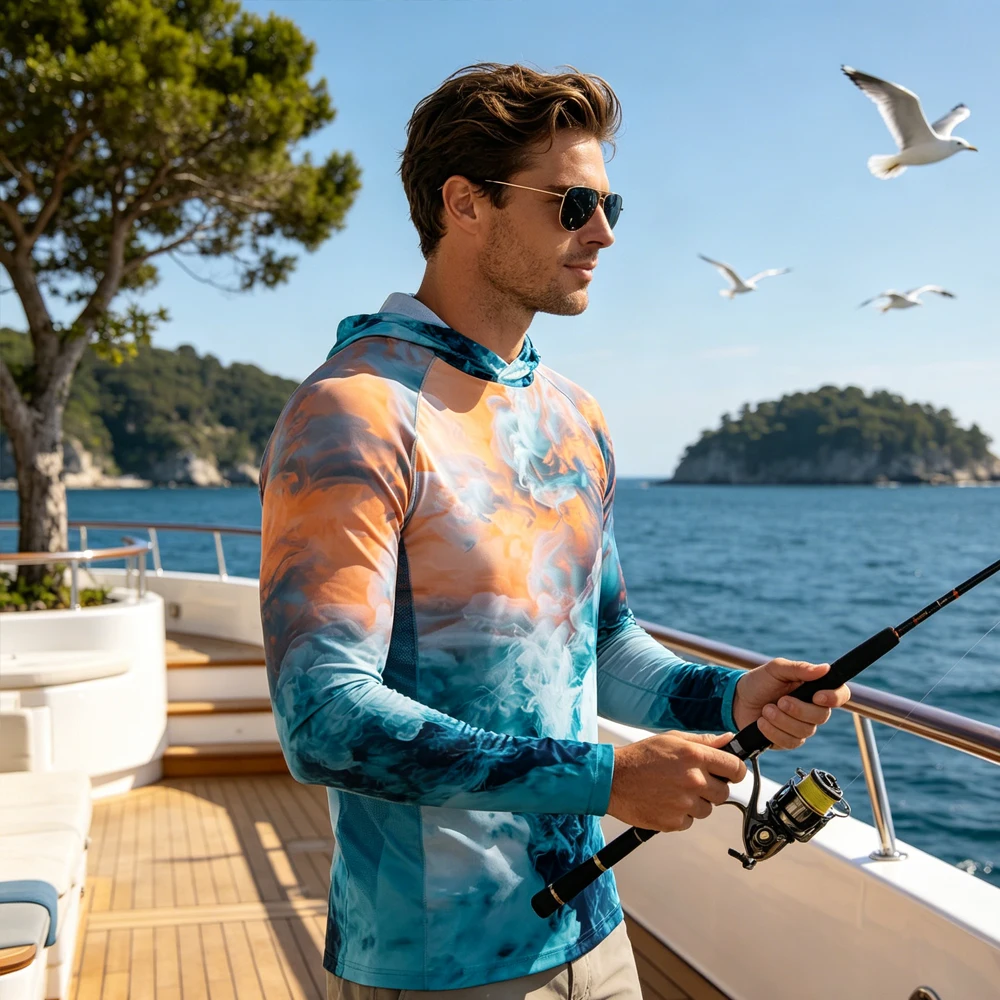 Fishing Top Wear Men Long Sleeve Hooded Fishing Shirt UV Protection UPF50+ UV Hoodie Lightweight Fishing Clothing for Fishing
Fishing Top Wear Men Long Sleeve Hooded Fishing Shirt UV Protection UPF50+ UV Hoodie Lightweight Fishing Clothing for Fishing