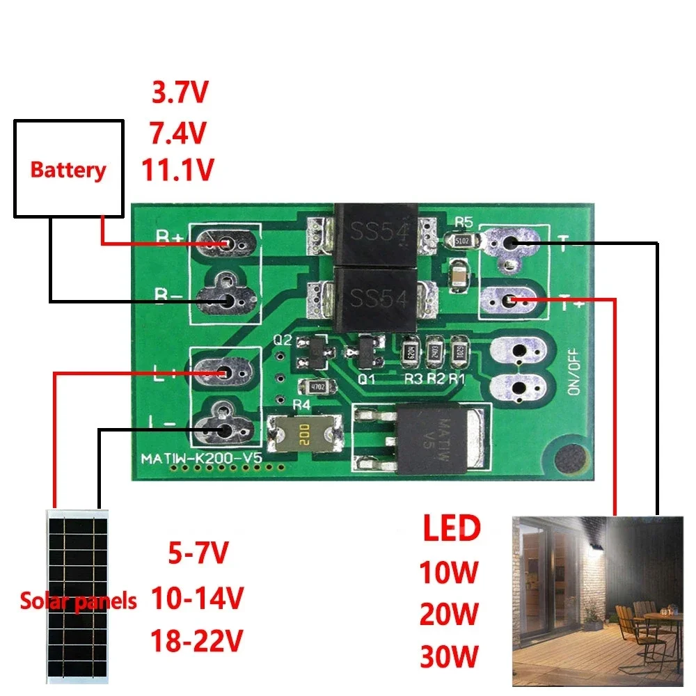 Automatic Solar Panel Battery Charger Board Night Light LED Lamp Control Switch Garden Street light 3.7V 7.4V 11.1V Module
Automatic Solar Panel Battery Charger Board Night Light LED Lamp Control Switch Garden Street light 3.7V 7.4V 11.1V Module