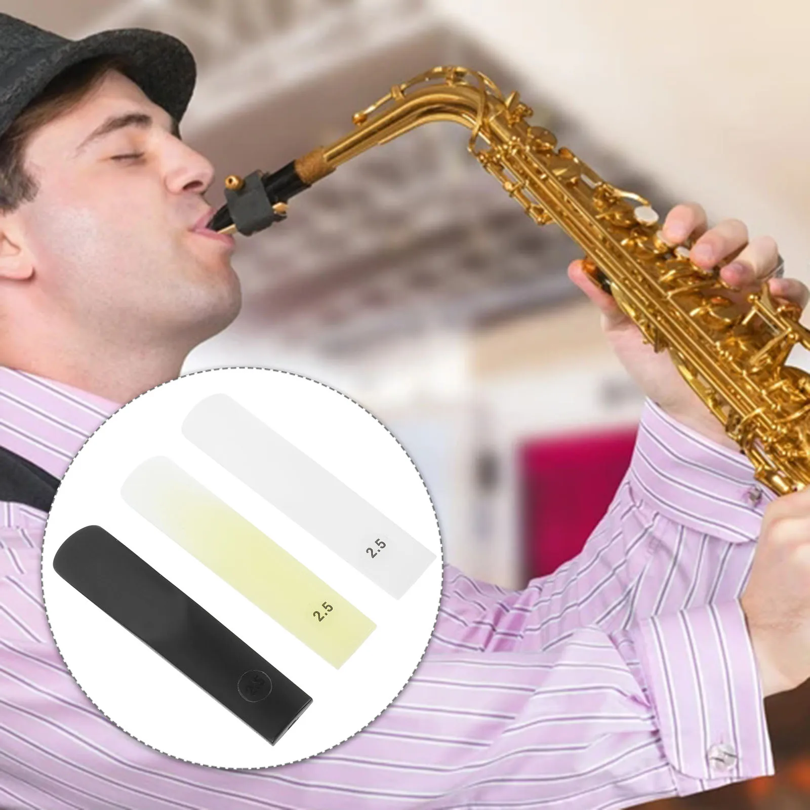 3Pcs Sax Reeds Premium Resin Saxophone Reed Strong Vibration Smooth Transition Woodwind Reed for Tenor Alto Sax Replacement Part