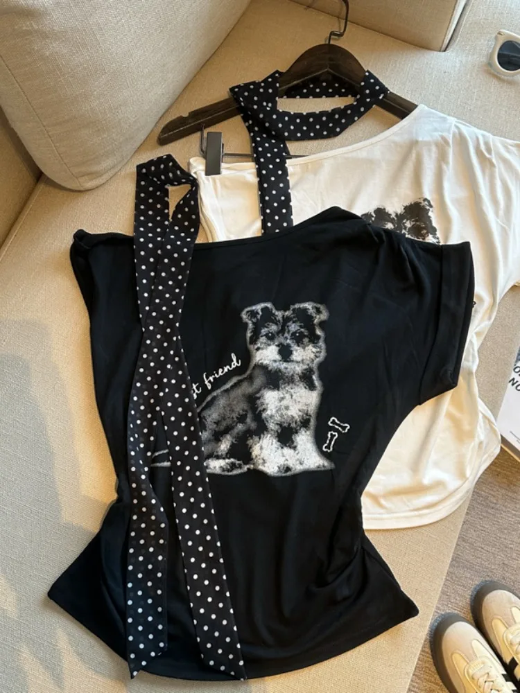 Korean Style Slim Fit Shoulder Print Short Sleeve T-Shirt Women's Summer New Spicy Girl Short Top with Silk Scarf City Walk
Korean Style Slim Fit Shoulder Print Short Sleeve T-Shirt Women's Summer New Spicy Girl Short Top with Silk Scarf City Walk