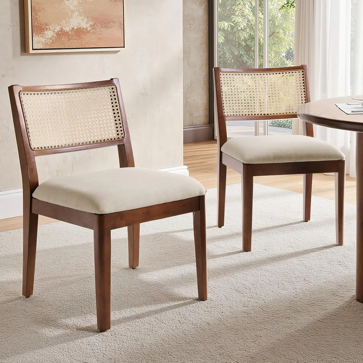 Dining Chairs Set of 2, French Solid Wood Kitchen Dining Room Chairs with Curved Back, Upholstered Accent Dinner Cane Cha
Dining Chairs Set of 2, French Solid Wood Kitchen Dining Room Chairs with Curved Back, Upholstered Accent Dinner Cane Cha