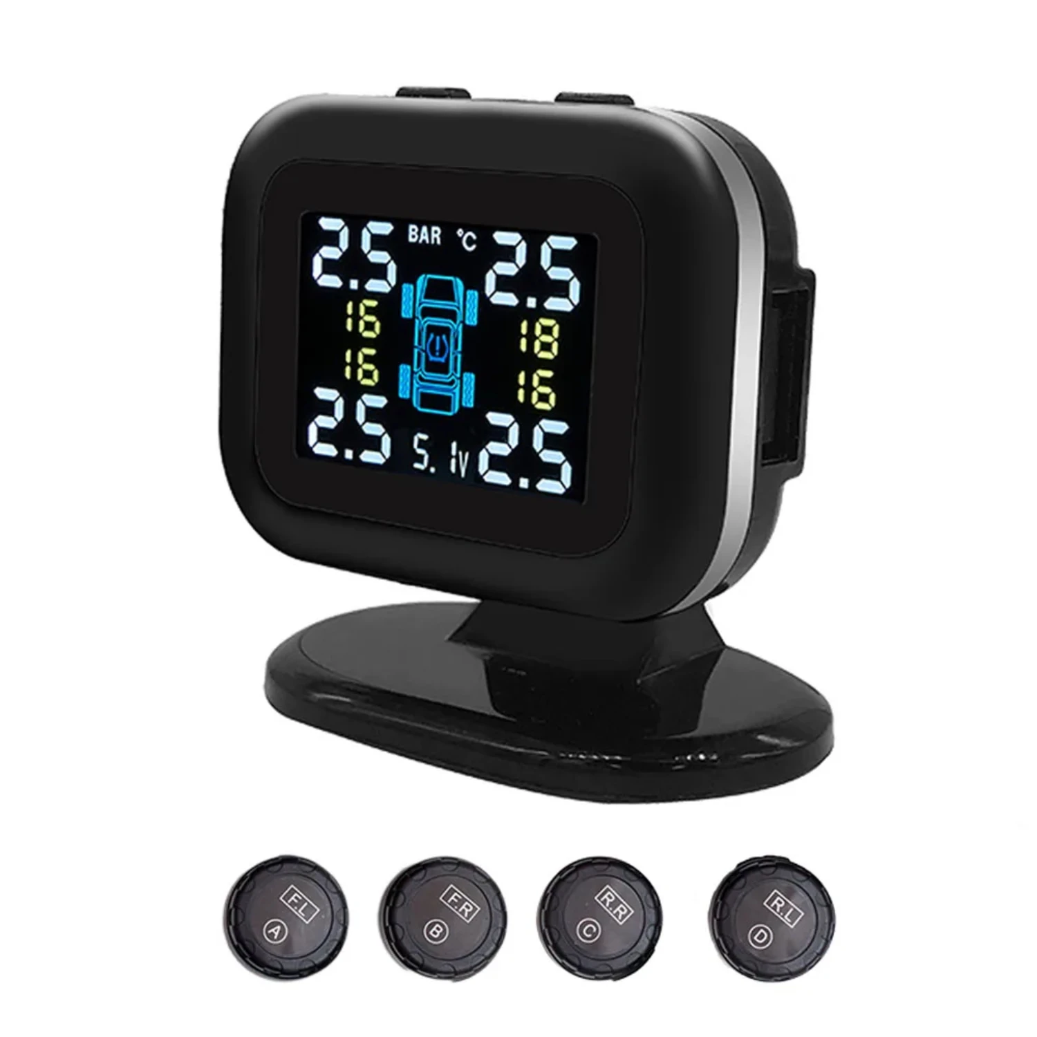 Car Tire Pressure Monitoring System with USB Port and 4 External Sensors Alarm Detection
Car Tire Pressure Monitoring System with USB Port and 4 External Sensors Alarm Detection