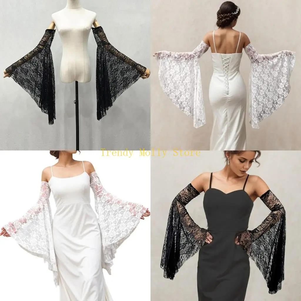 N5KB Breathable Flared Long Sleeves Arm Covers Delicate Lace Arm Sleeves For Wedding Ceremonies And Halloween Theme Parties
N5KB Breathable Flared Long Sleeves Arm Covers Delicate Lace Arm Sleeves For Wedding Ceremonies And Halloween Theme Parties