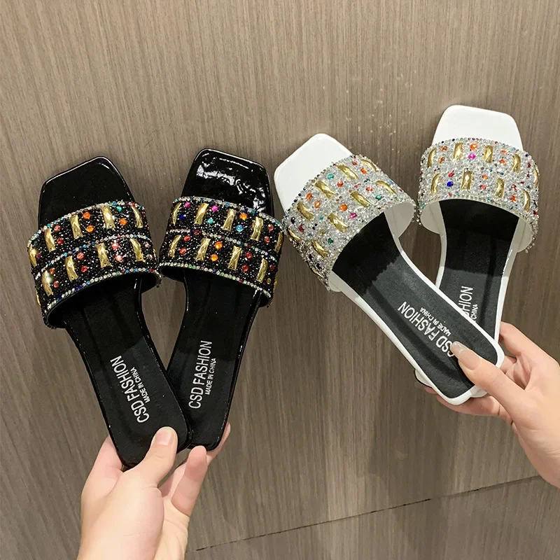 New Style Fashion Women's Slippers Retro Luxury Colored Diamond Flat Bottom Slippers Women's Shoes Popular Sandals Zapatos Mujer
New Style Fashion Women's Slippers Retro Luxury Colored Diamond Flat Bottom Slippers Women's Shoes Popular Sandals Zapatos Mujer