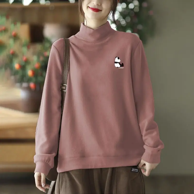 Loose Winter Double-sided Half Turtleneck Long-sleeved T-shirt Artistic Stand-up Collar Velvet Bottoming Shirt for Women
Loose Winter Double-sided Half Turtleneck Long-sleeved T-shirt Artistic Stand-up Collar Velvet Bottoming Shirt for Women