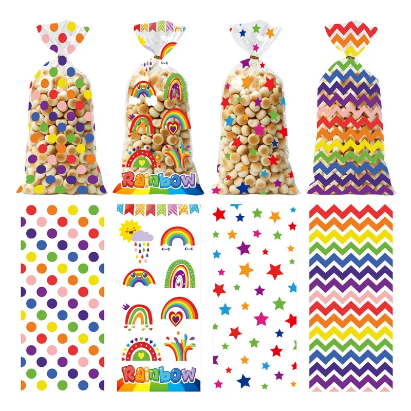 50Pcs 12.5x27cm Clear Rainbow Coloful Printed Birthday Holidays Gift Bags Plastic Flat Pockets With Tie Wire
50Pcs 12.5x27cm Clear Rainbow Coloful Printed Birthday Holidays Gift Bags Plastic Flat Pockets With Tie Wire