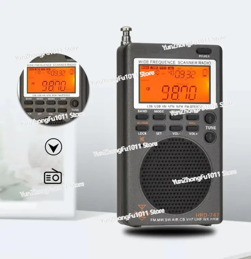Portable Radio FM/MW/SW/SSB/LSB/AIR/CB/VHF/UHF/UBD/WX Full-Band Mini Radio Receiver