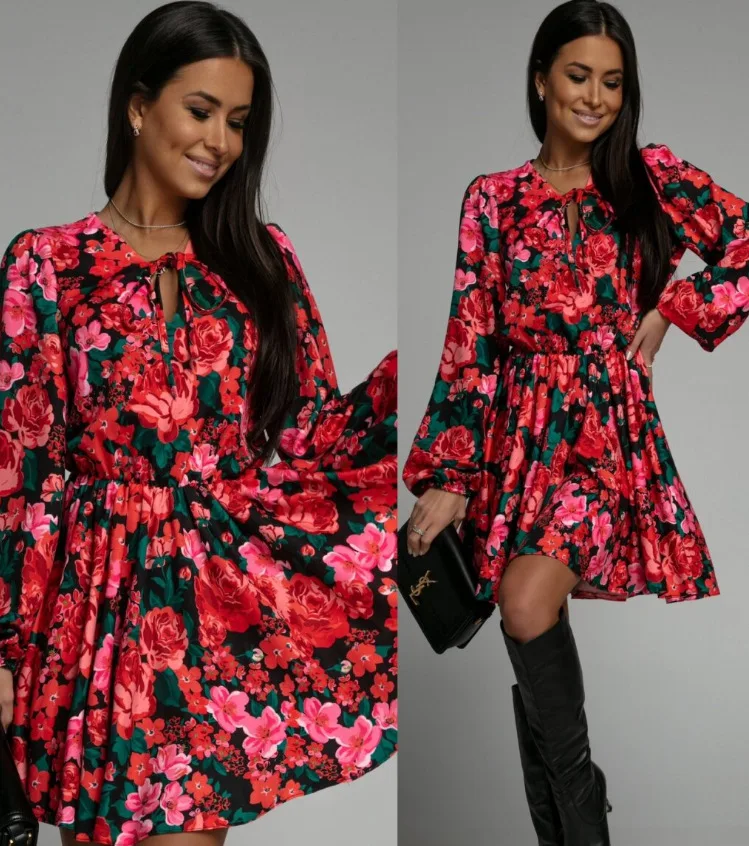 Autumn and Winter New Women's Dress Floral Neckband Print Large Swing Long Sleeve Dress Street Fashion Dress Pleated Dress
Autumn and Winter New Women's Dress Floral Neckband Print Large Swing Long Sleeve Dress Street Fashion Dress Pleated Dress