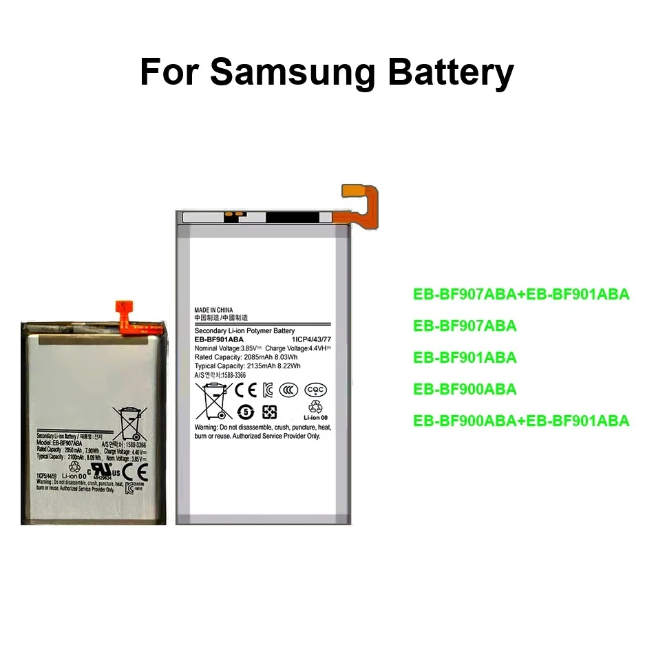 EB-BF900ABA EB-BF907ABA EB-BF907ABA+EB-BF901ABA Battery For Samsung Galaxy Z Fold 1 F9000 F901 F907n W2020 2020 5G 2100-2245Mah
EB-BF900ABA EB-BF907ABA EB-BF907ABA+EB-BF901ABA Battery For Samsung Galaxy Z Fold 1 F9000 F901 F907n W2020 2020 5G 2100-2245Mah
