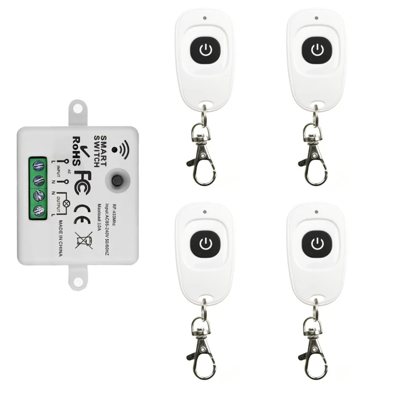 AC 110V 220V 1CH 1 CH Wireless RF Remote Control Light Switch 10A Relay Output Radio Receiver Module & 433MHz Transmitter Garage
AC 110V 220V 1CH 1 CH Wireless RF Remote Control Light Switch 10A Relay Output Radio Receiver Module & 433MHz Transmitter Garage
