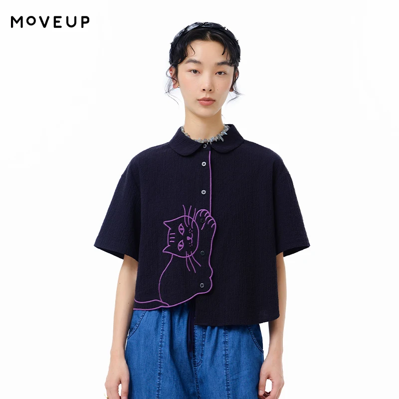 MOVEUP Short Sleeves Casual Shirt 2026 Summer New Rounded Collar Contrast Color Cat Embroidery Irregular Hem Top Women 325220444
MOVEUP Short Sleeves Casual Shirt 2026 Summer New Rounded Collar Contrast Color Cat Embroidery Irregular Hem Top Women 325220444