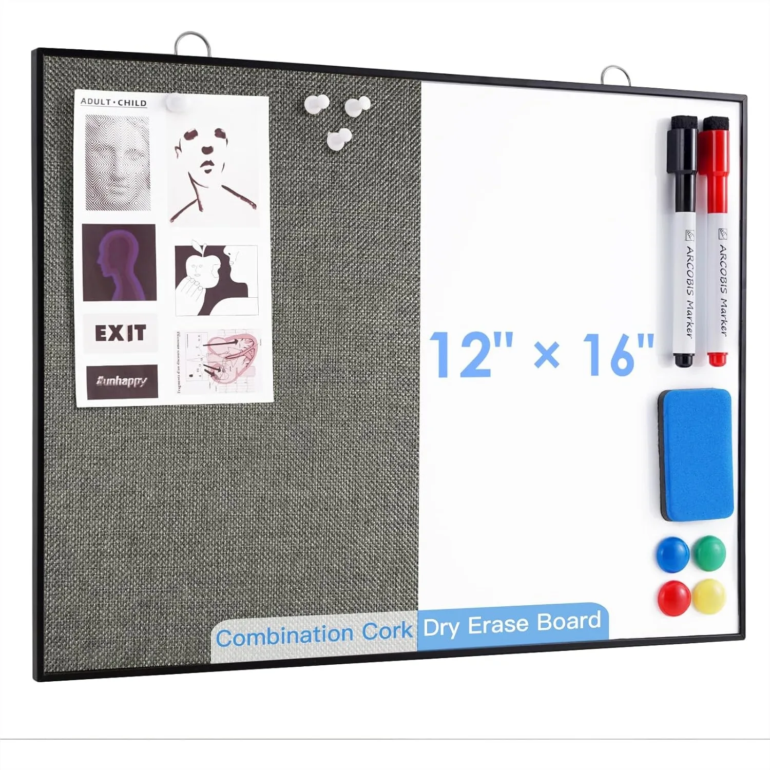 Double-Sided Dry Erase Cork Board, 12x16 Magnetic Bulletin Board for Wall, Home Office School, Grey
Double-Sided Dry Erase Cork Board, 12x16 Magnetic Bulletin Board for Wall, Home Office School, Grey