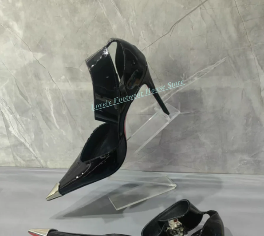 Graceful Woman Metal Pointed Toe Thin High Heel Sandal Shoes Female Black Leather Party Wedding Sandal Shoes
Graceful Woman Metal Pointed Toe Thin High Heel Sandal Shoes Female Black Leather Party Wedding Sandal Shoes